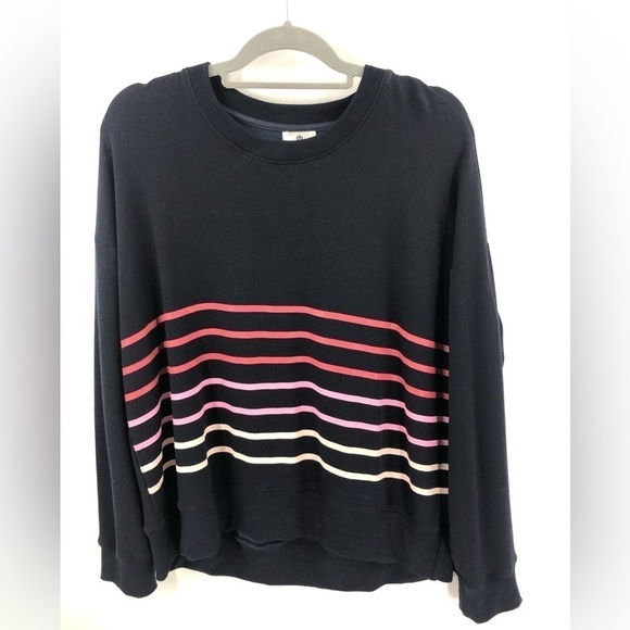 Sundry Effey Stripe Oversized Sweatshirt Soft Long Sleeve Pullover Top Sz Medium - Picture 2 of 9
